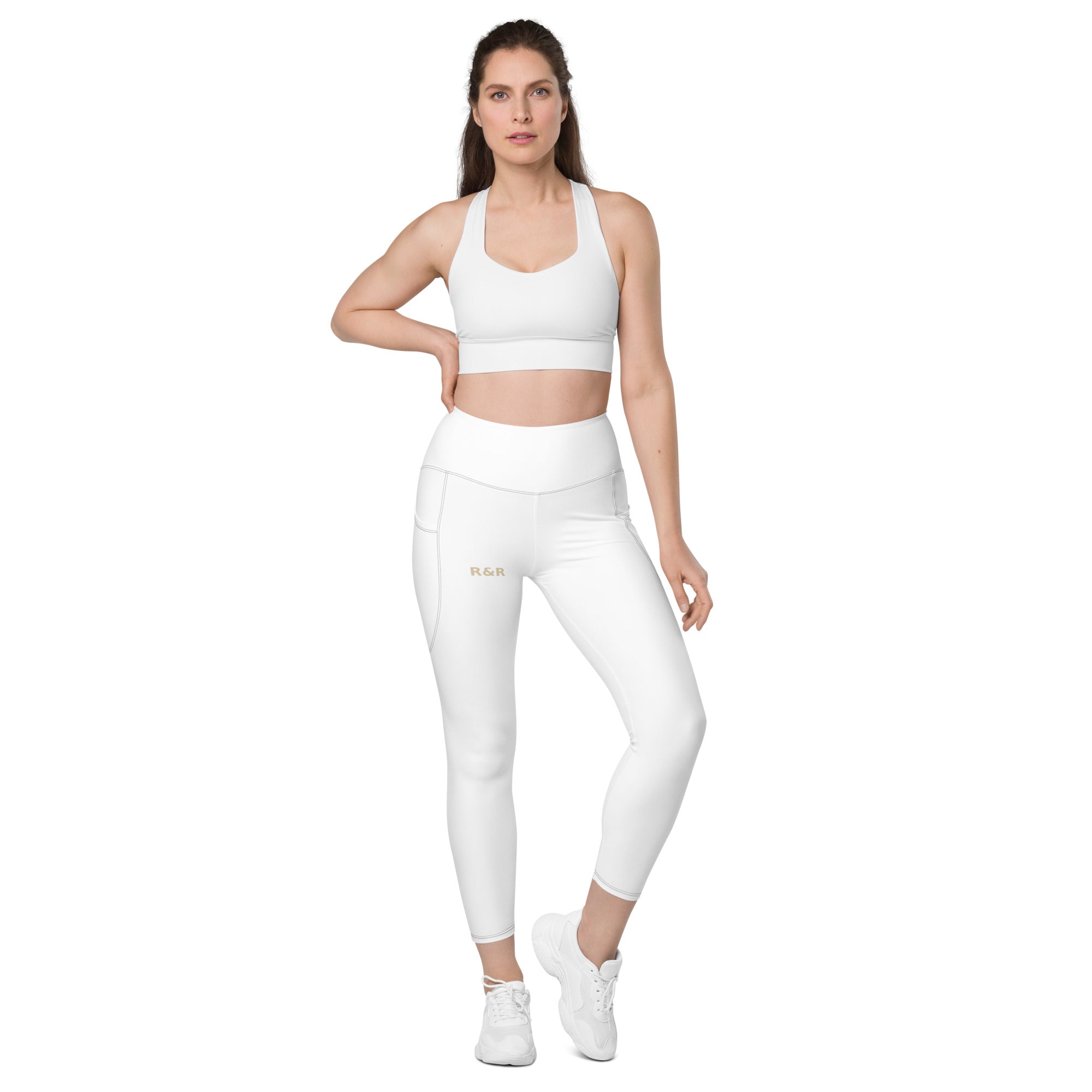 Pockets Leggings – front view, white – rustNreps
