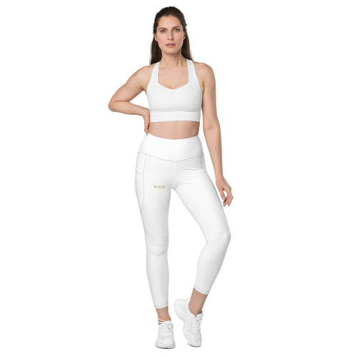 Pockets Leggings – front view, white – rustNreps