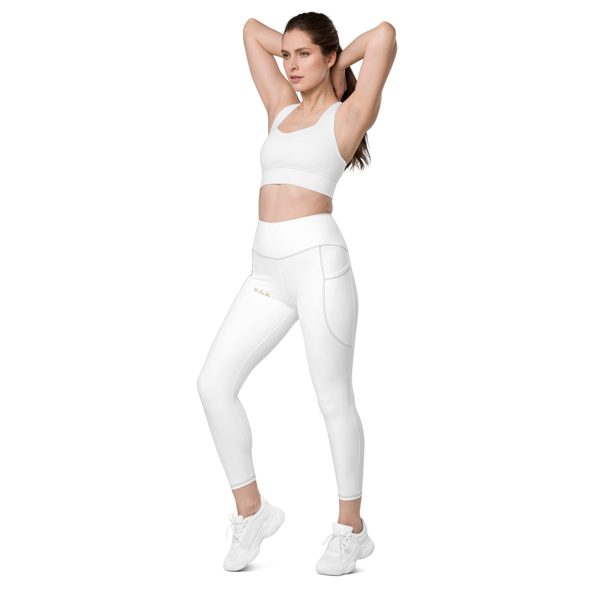Pockets Leggings – left front view, white – rustNreps