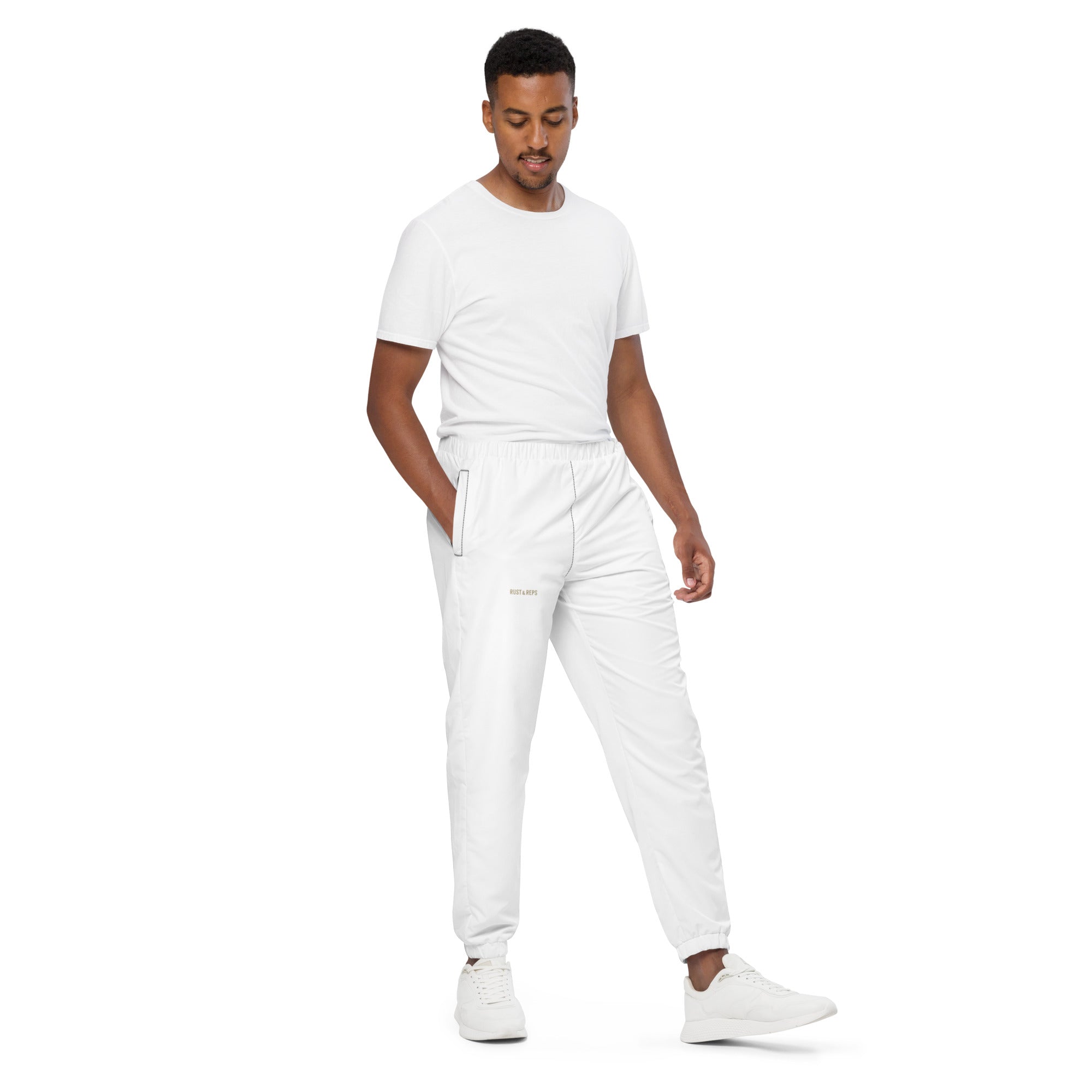 The Track Pants – right front, white – rustNreps